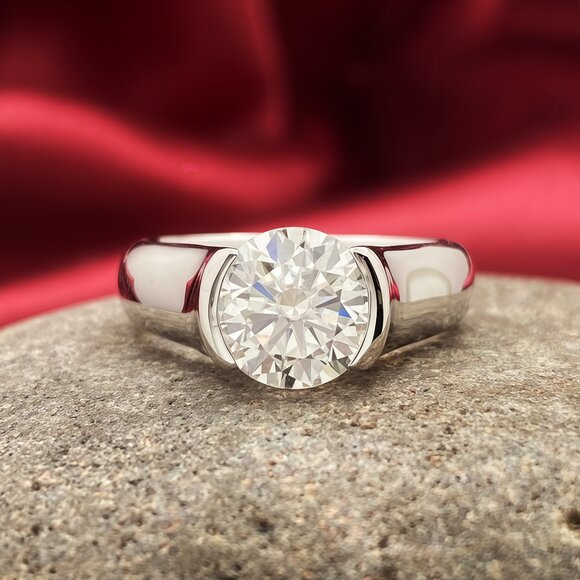 NEW Certified 2 ct. t.w. Moissanite Diamond Engagement Ring - Picture 1 of 8